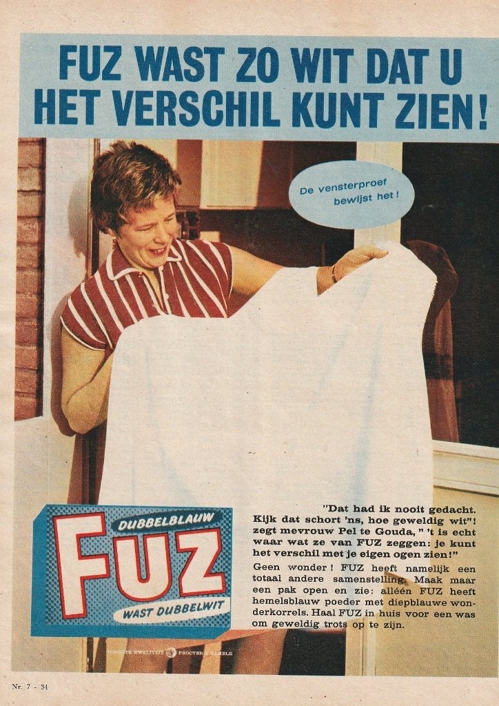 Retro reclame 1964 Fuz wasmiddel zie het verschil!, Verzenden, Overige typen