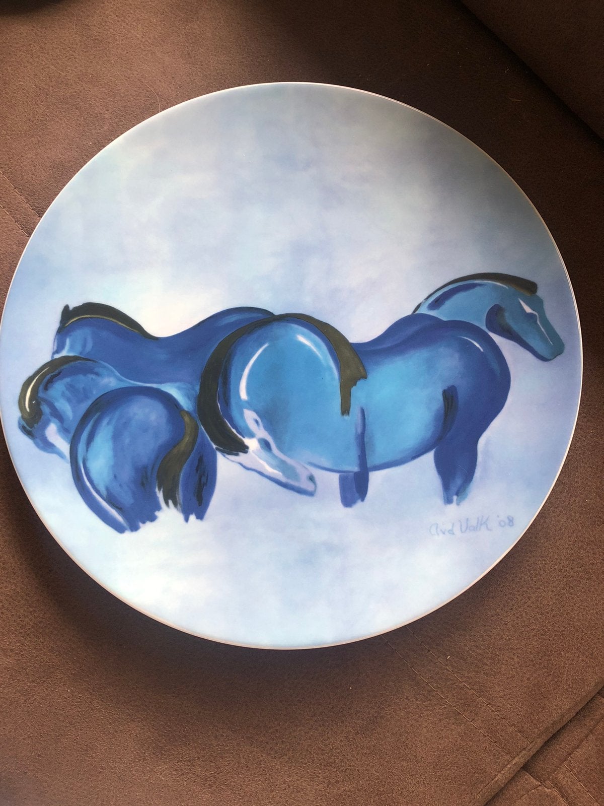 Kunst Bord ‘Blauwe Paarden’ Annie van der Valk, Ophalen