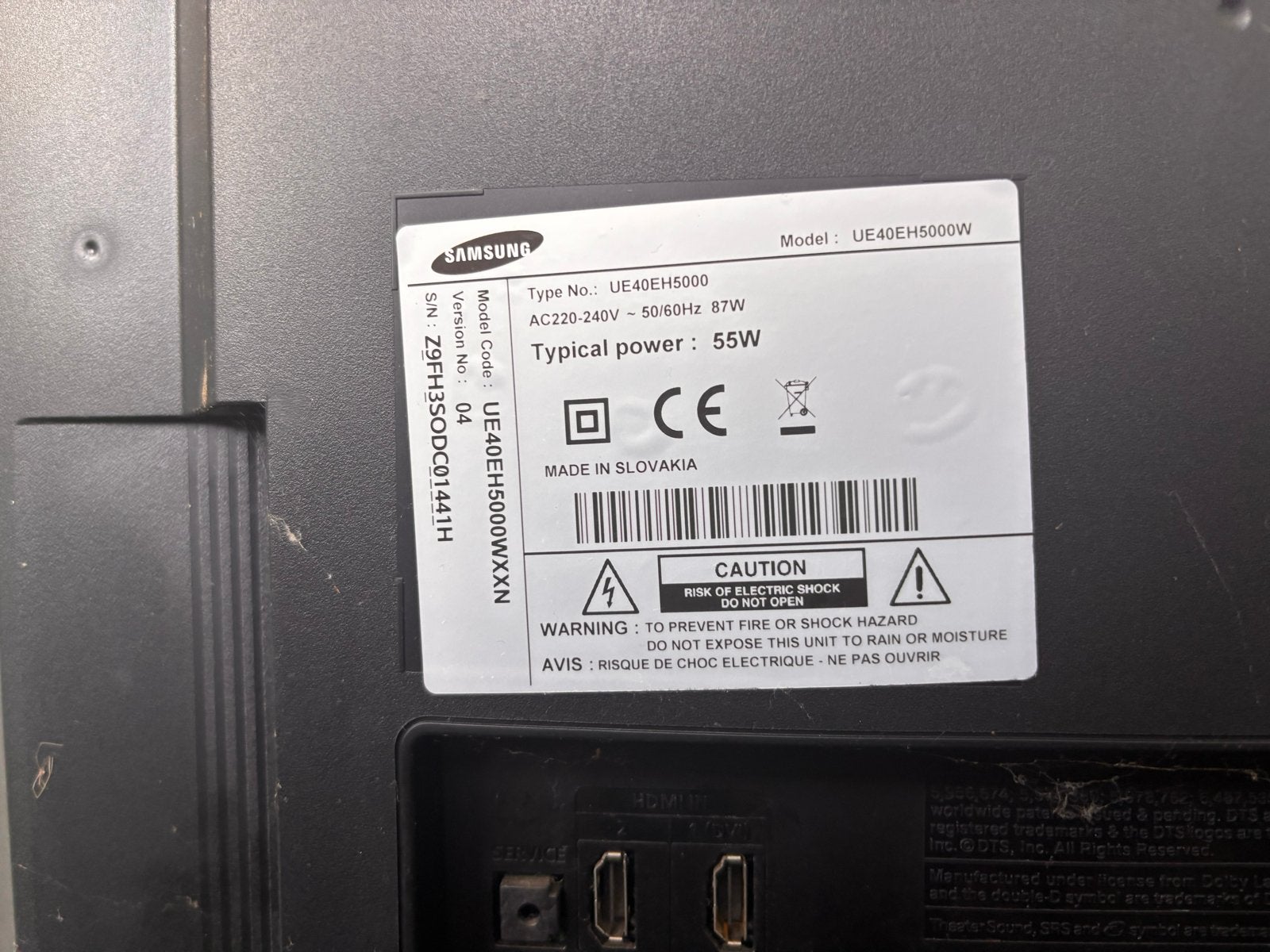 Samsung TV UE40EH5000W - Scherm zwart, gratis af te halen, Ophalen, LED, Samsung, 100 cm of meer