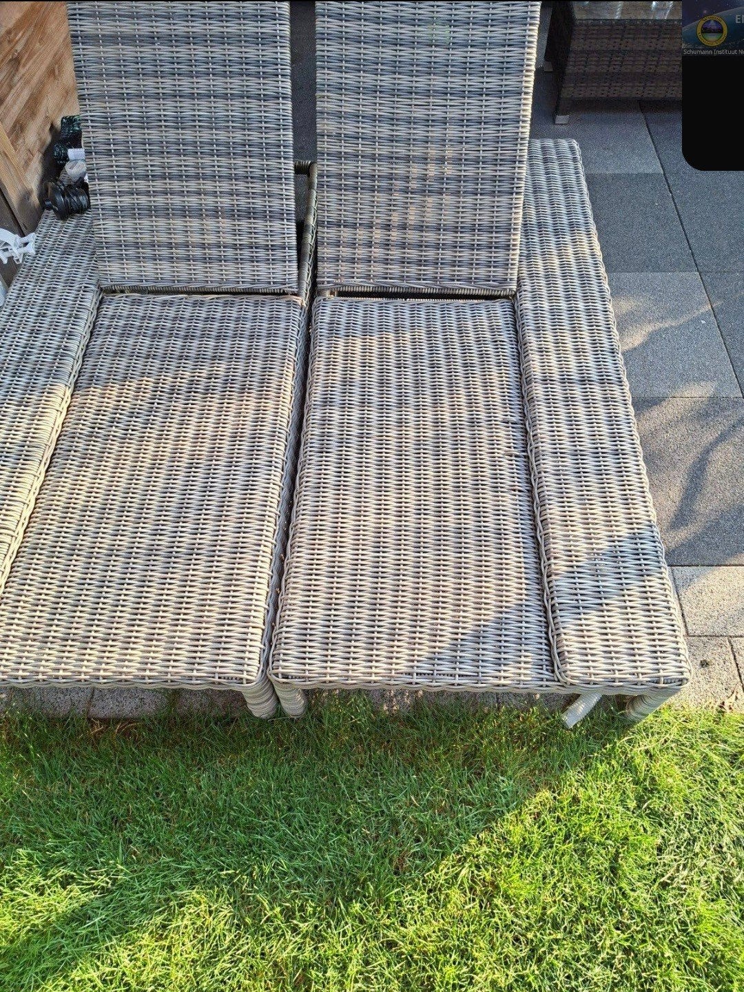 2x verstelbare ligbedden van wicker, Tuin en Terras, Ligbedden, Ophalen of Verzenden, Gebruikt, Wicker, Verstelbaar