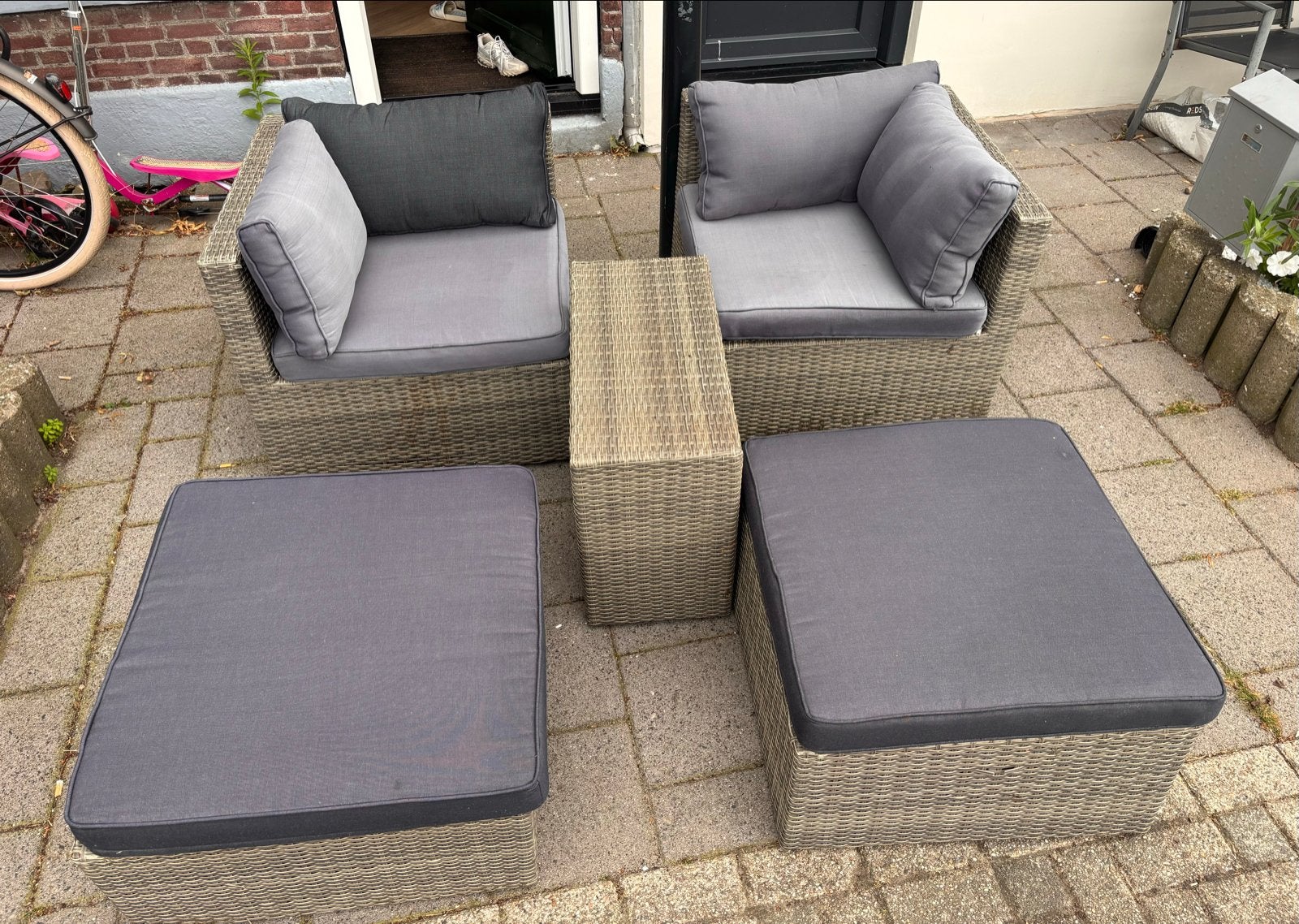 5-delige Loungeset - Modulair en Stevig, Tuin en Terras, Ophalen, 5 zitplaatsen, Gebruikt, Loungeset