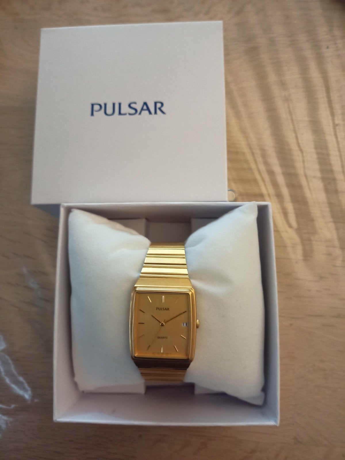 Pulsar herenhorloge goudkleurig met datum, Overige merken, Staal, Staal, Polshorloge