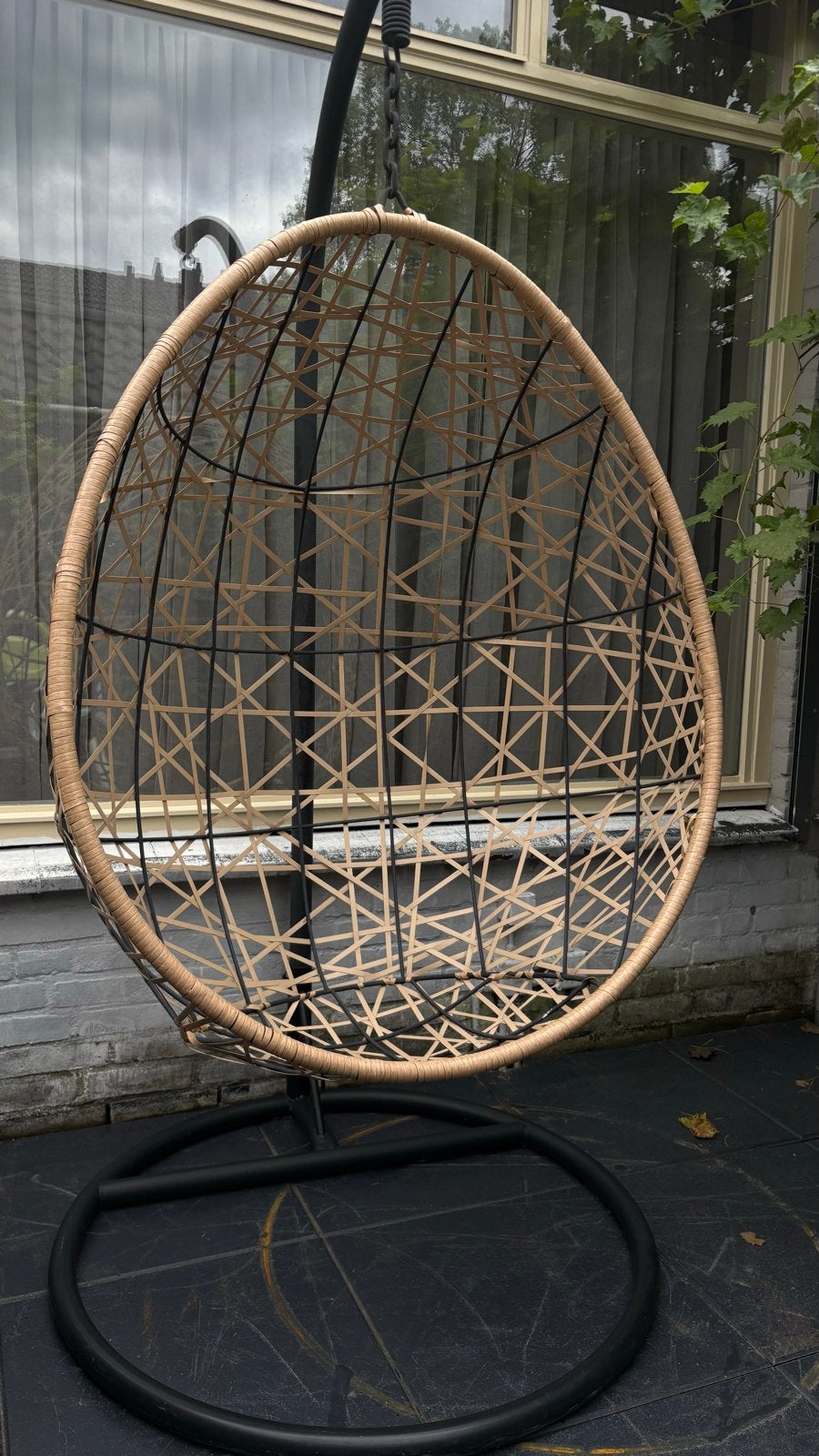 Hangstoel ei wicker met standaard, Ophalen, Gebruikt, Wicker