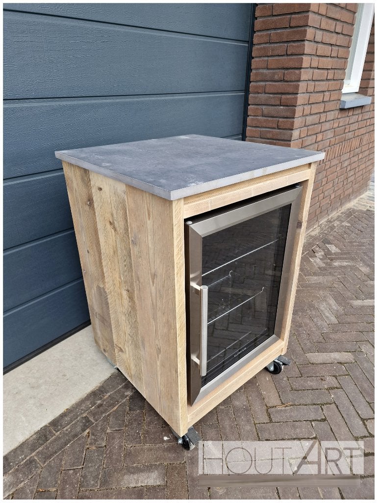 Buitenkeuken kast van steigerhout incl. koelkast, Tuin en Terras, Houtskool, Vrijstaand, Info@hout-art.nl, Nieuw