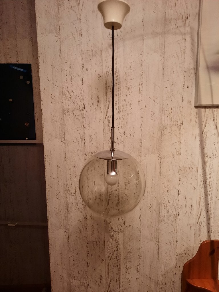 vintage design hanglamp rookglas bol hustadt lijkt op raak, Ophalen, Gebruikt, Vintage, E27 (groot)
