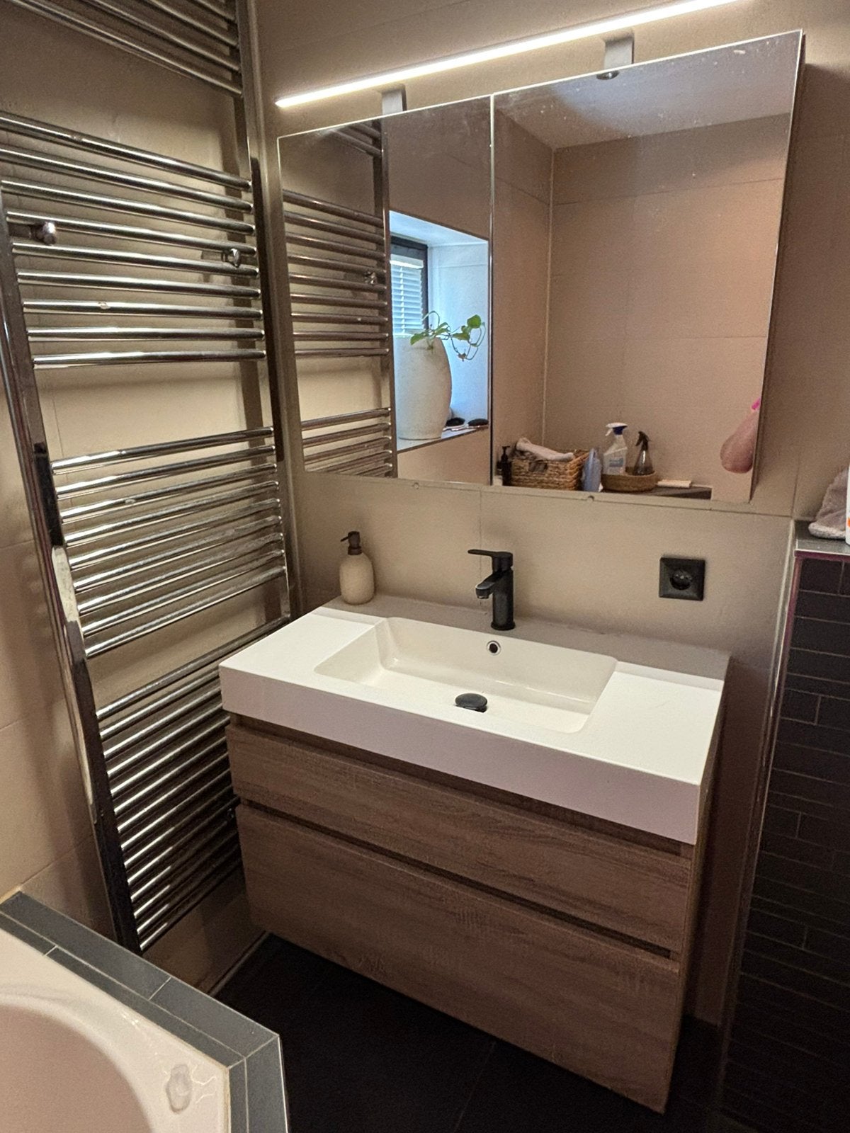 Bruynzeel Badkamer spiegelkast en wasbaktafel met lades, Ophalen, Spiegelkast, 50 tot 100 cm, Zo goed als nieuw