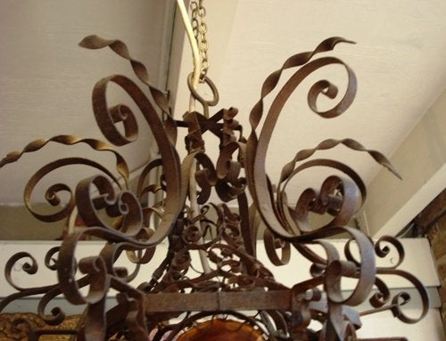 Spaanse smeedijzeren Godslamp 1825 eeuw ., Ophalen