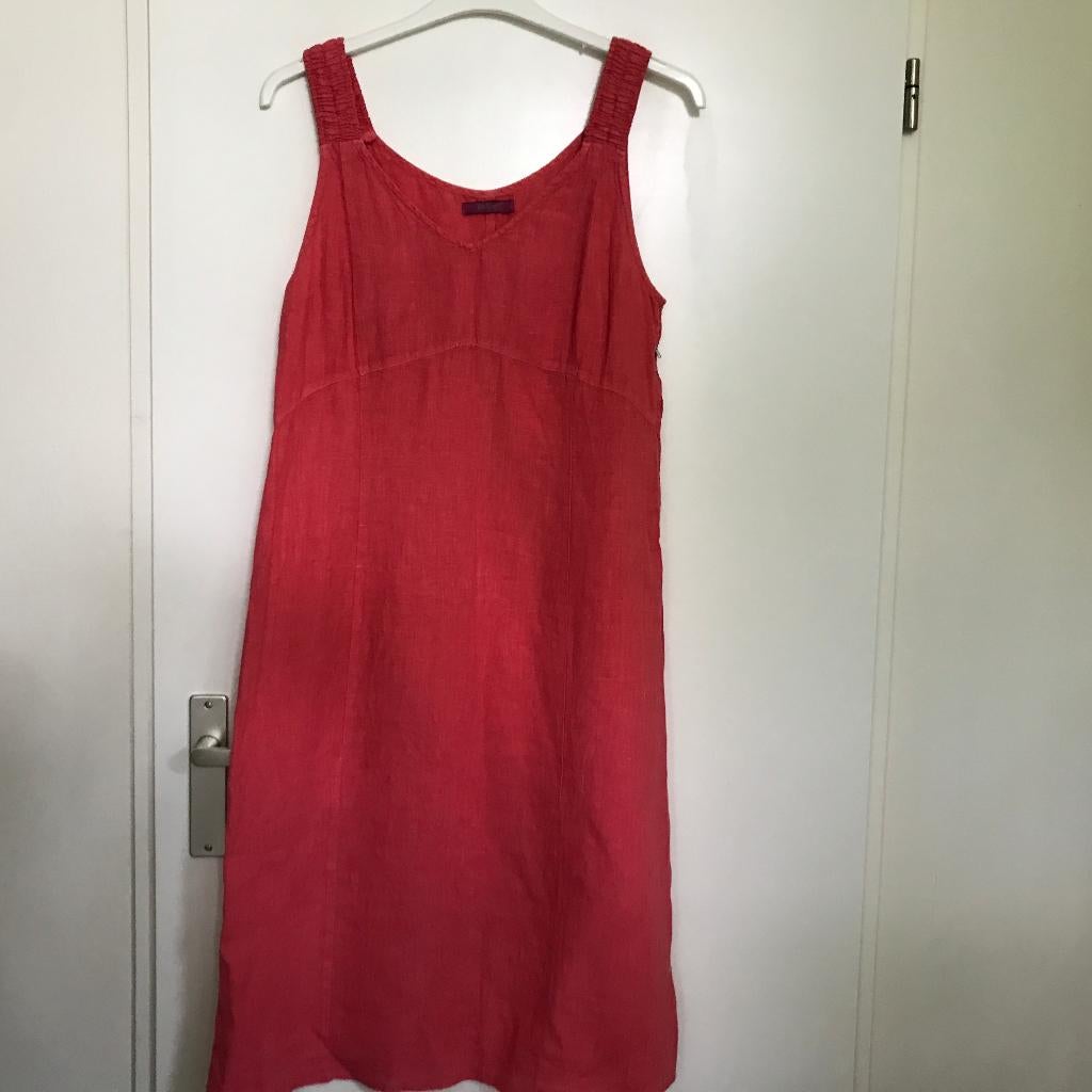 Backstage linnen zomerjurk mouwloos hemdjurk Maat 4 koraal, Kleding | Dames, Verzenden, Zo goed als nieuw, Roze, Onder de knie