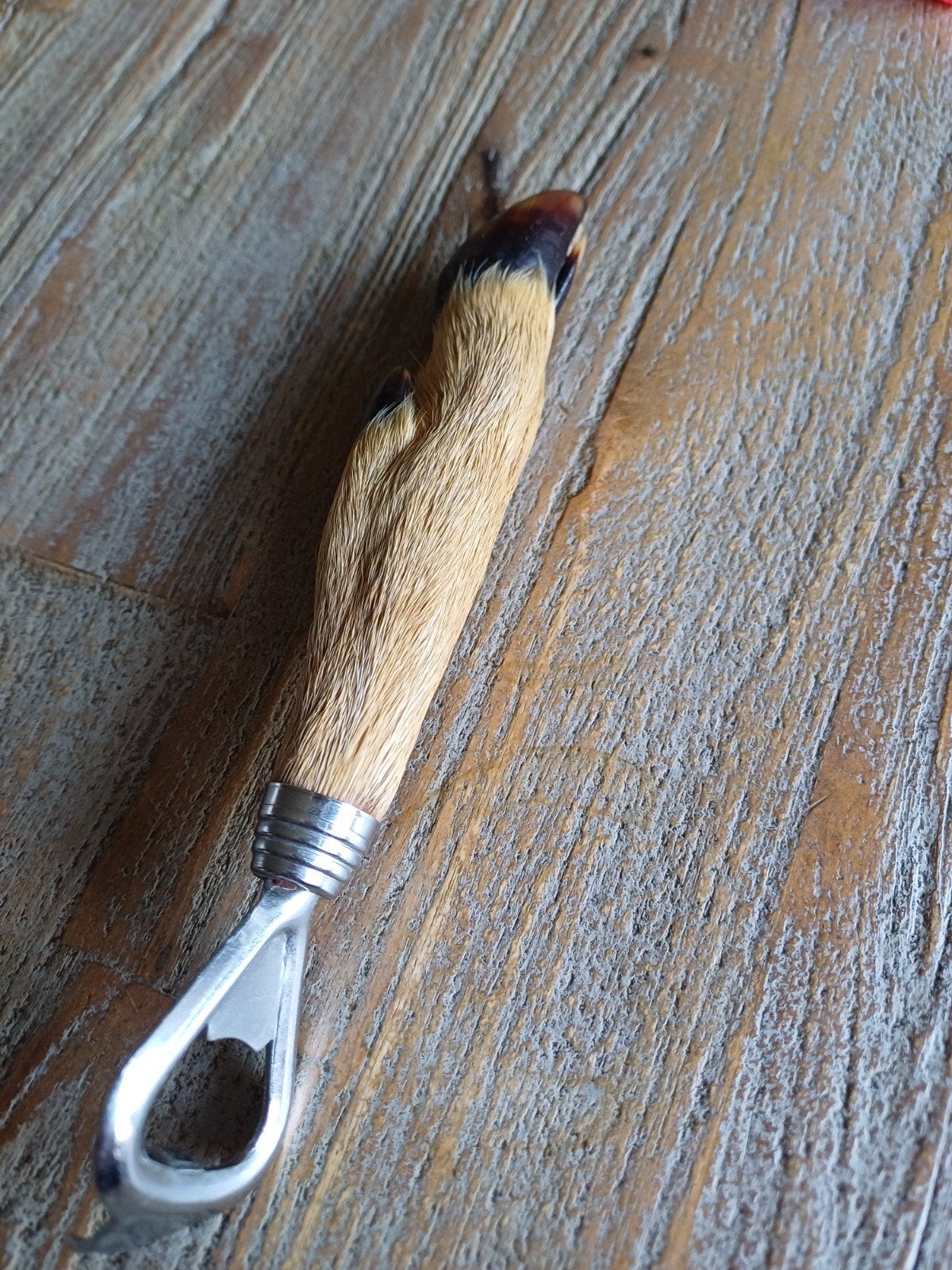 Vintage flessenopener ree herten poot, Ophalen, Zo goed als nieuw, Bruin