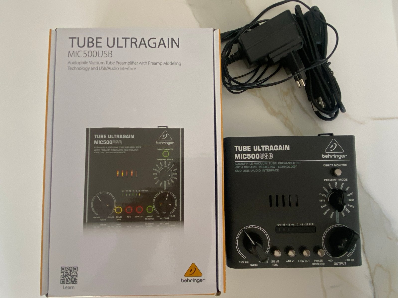 Behringer Tube Ultragain MIC500USB Voorversterker met kabels, Ophalen of Verzenden, Zo goed als nieuw