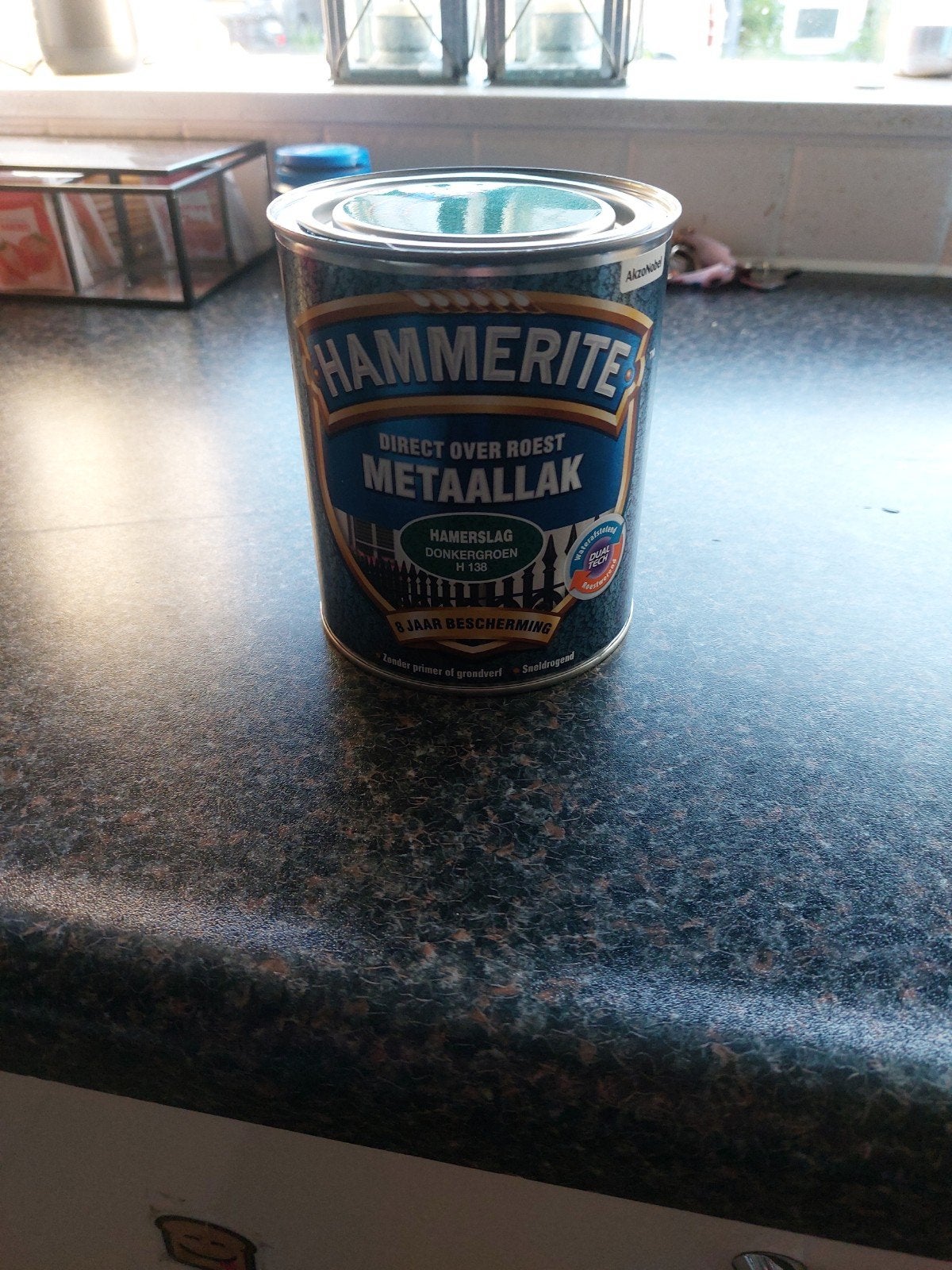 Hammerite Metaallak Hamerslag Donkergroen H 138, Minder dan 5 liter, Ophalen of Verzenden, Zo goed als nieuw