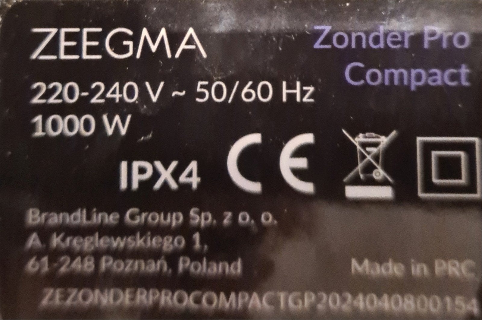 ZEEGMA Zonder Pro Compact Stofzuiger 1000W, Gebruikt, Ophalen of Verzenden, Sledestofzuiger, Minder dan 1200 watt