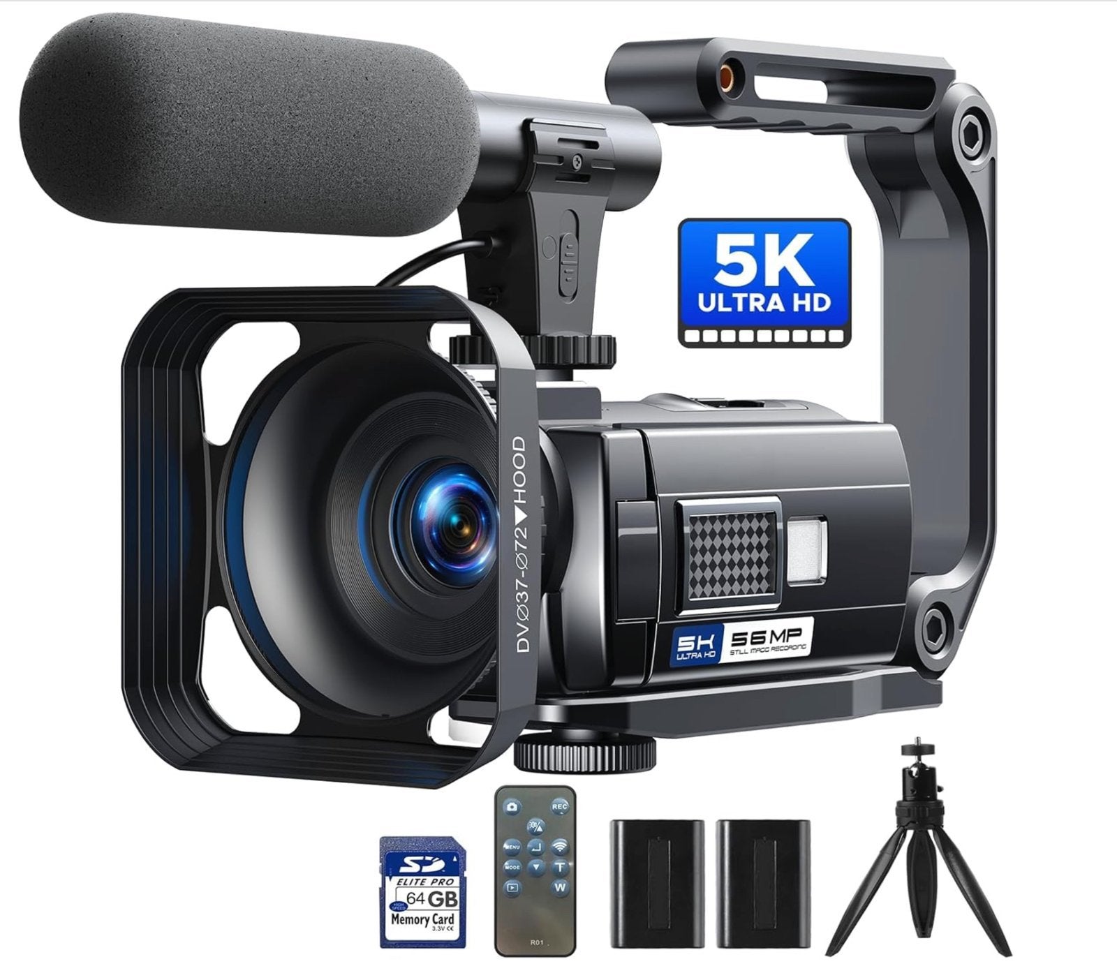 5K Camcorder Videocamera met WiFi, Nachtzicht en Microfoon, Minder dan 8x, Externe microfoon, Camera, Ophalen