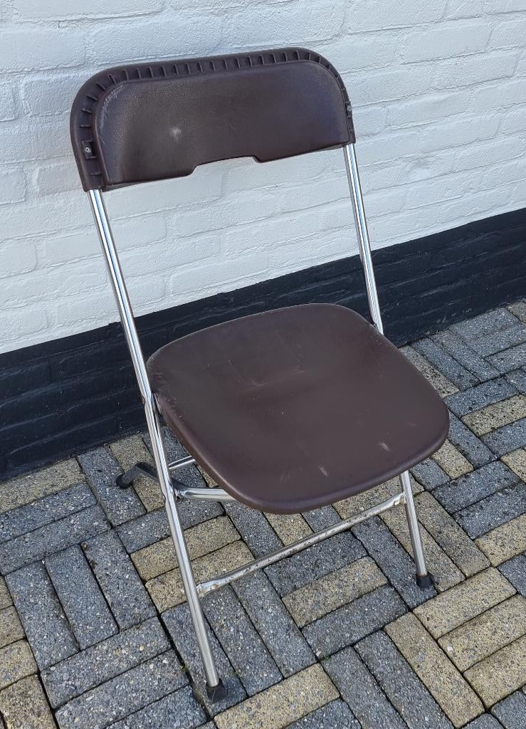 Te koop professionele klapstoel Bruin/Chroom – Super stevig!, Tuin en Terras, Tuinstoelen, Ophalen, Zo goed als nieuw, Overige materialen