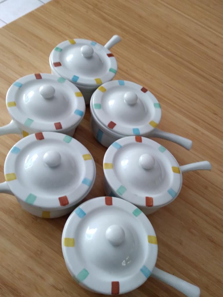 6 Sphinx Parafeu schaaltjes, handbeschilderd, puntgaaf, Ophalen of Verzenden