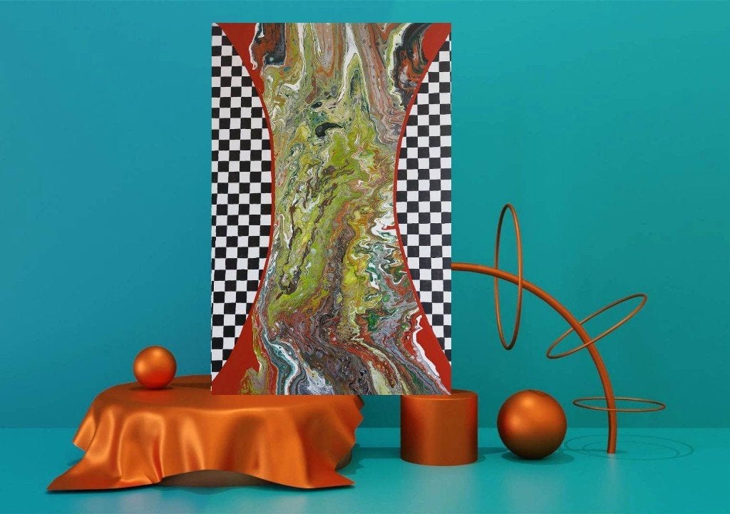 schilderij pouring paint kunst canvas acrylverf handmade, Ophalen of Verzenden