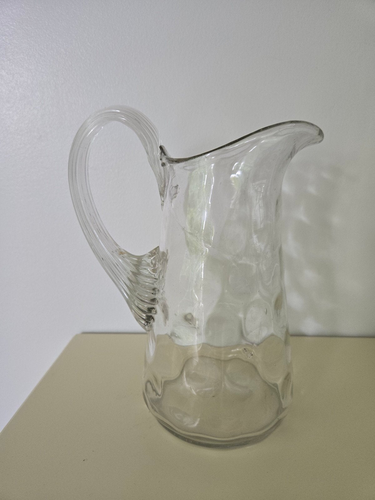 Vintage Glazen Waterkan met Bubbeltextuur, Ophalen