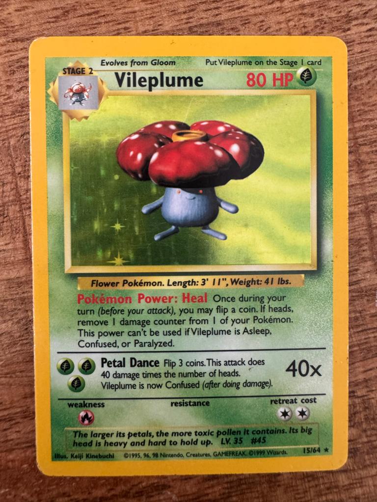 Error Pokémon Kaart Vileplume 15/64 Jungle Set (1999), Ophalen of Verzenden, Losse kaart