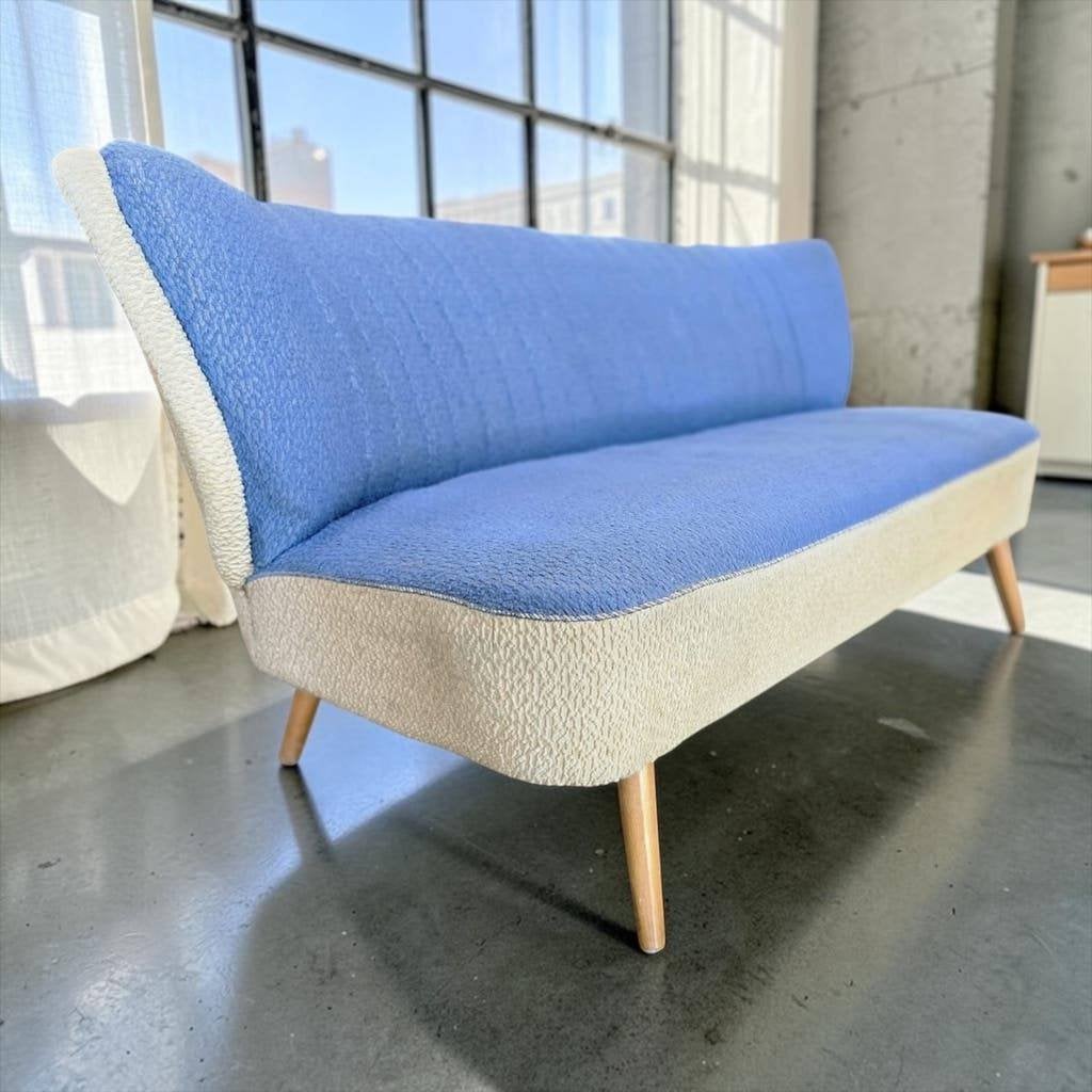 Vintage blauw witte cocktailzetel / canapé / sofa, Ophalen