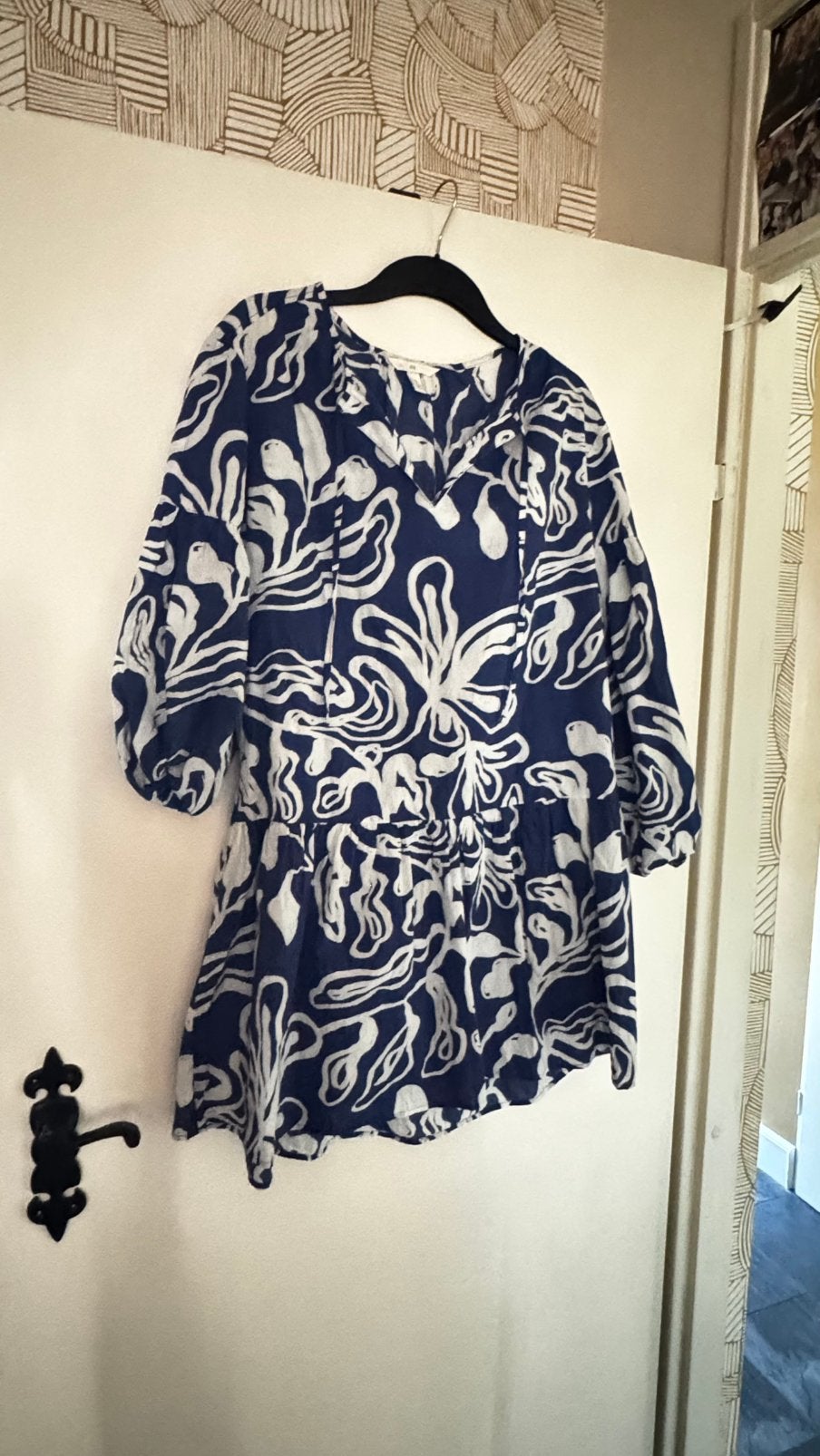 Strand jurk blauw wit, Ophalen of Verzenden, Zo goed als nieuw, Blauw, Onder de knie