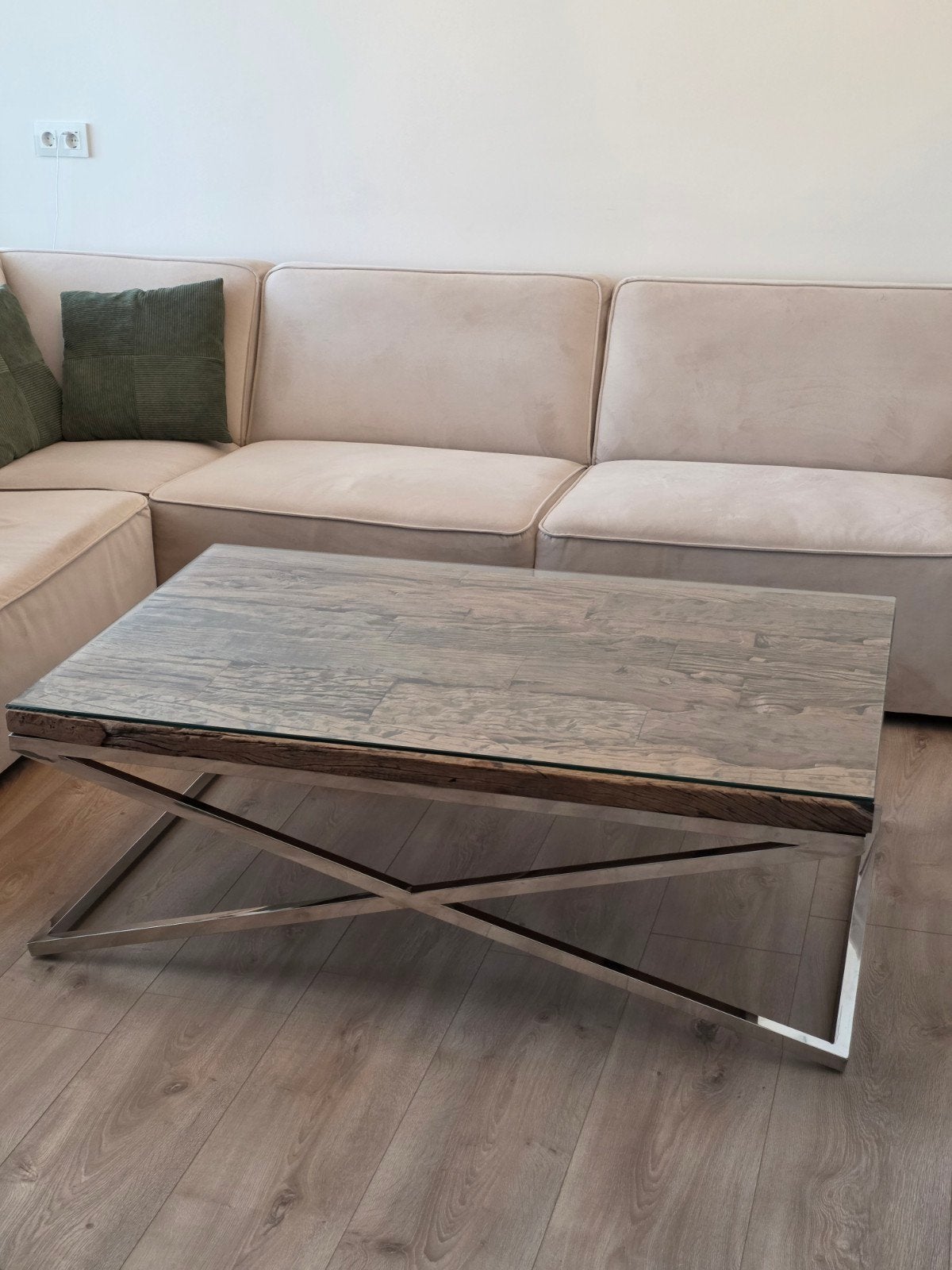 Salontafel Rixos met Glasplaat, Ophalen, 100 tot 150 cm, Zo goed als nieuw, 50 tot 100 cm