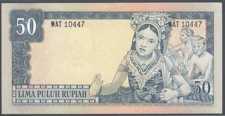 Indonesia 50 Rupiah 1960  WAT 10447, Verzenden, Zuidoost-Azië, Los biljet