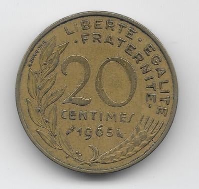 Frankrijk 20 centimes 1965 KM# 930, Verzenden, Frankrijk, Losse munt