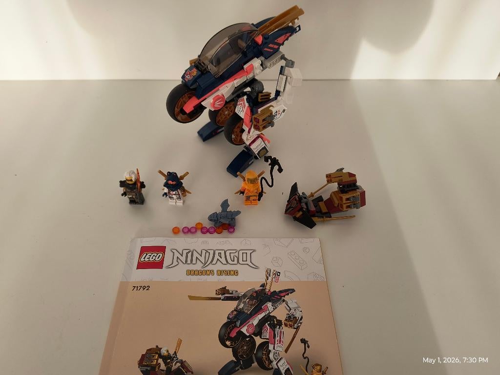LEGO Ninjago 71792 Sora's Transforming Mech Bike Racer, Ophalen of Verzenden, Zo goed als nieuw, Complete set, Lego