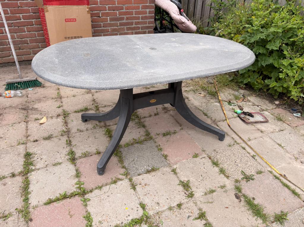 Gratis af te halen: hartman tuinset met 6 stoelen, Tuin en Terras, Tuinsets en Loungesets, Ophalen, Kunststof, Gebruikt, Eettafel