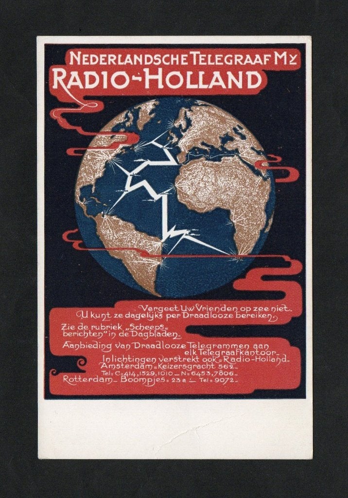 Radio Holland Nederlandsche Telegraaf Telegrammen Scheepvaar, Verzamelen, Ophalen of Verzenden, Voor 1920, Ongelopen, Cultuur en Media