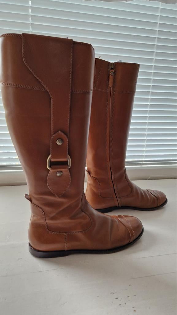 Burberry Leren Laarzen - Cognac - Maat 39, Hoge laarzen, Bruin, Ophalen of Verzenden, Zo goed als nieuw