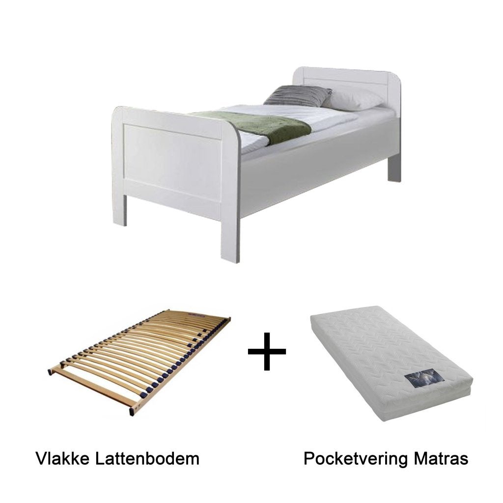 Actie 1 - Seniorenbed met vlakke bodem en matras - Wit, Niet ingevuld, Niet ingevuld, Niet ingevuld
