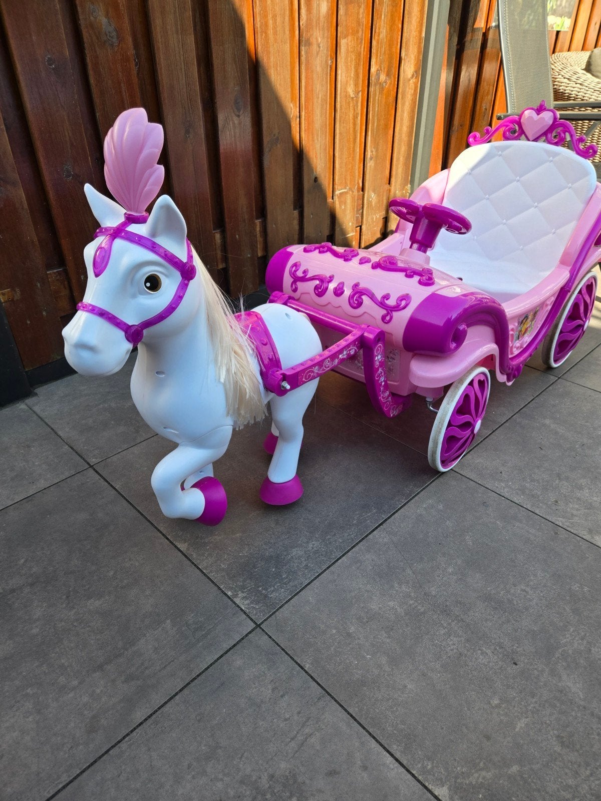 Disney Princess Elektrische Koets met Paard, Ophalen, Zo goed als nieuw