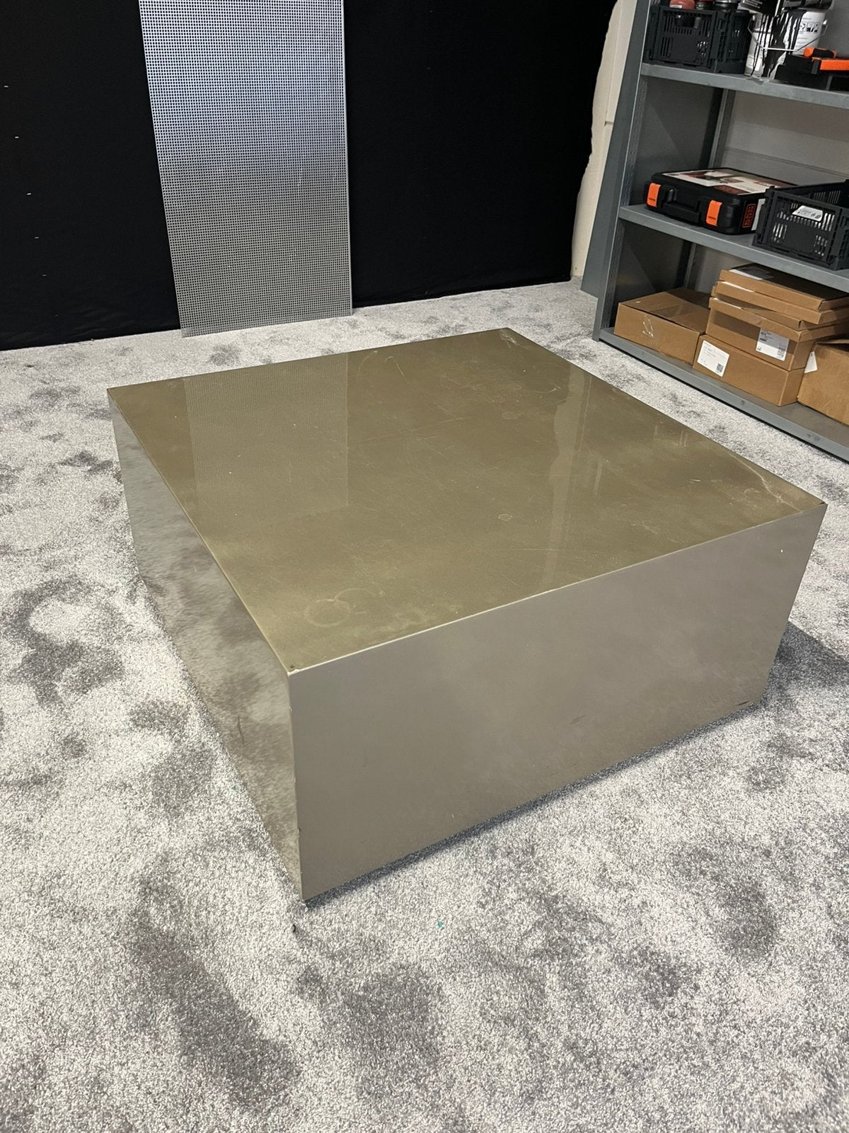 Stoere metalen design salontafel - 80 x 80 x 40, Huis en Inrichting, Ophalen, Gebruikt, 50 tot 100 cm, 50 tot 100 cm