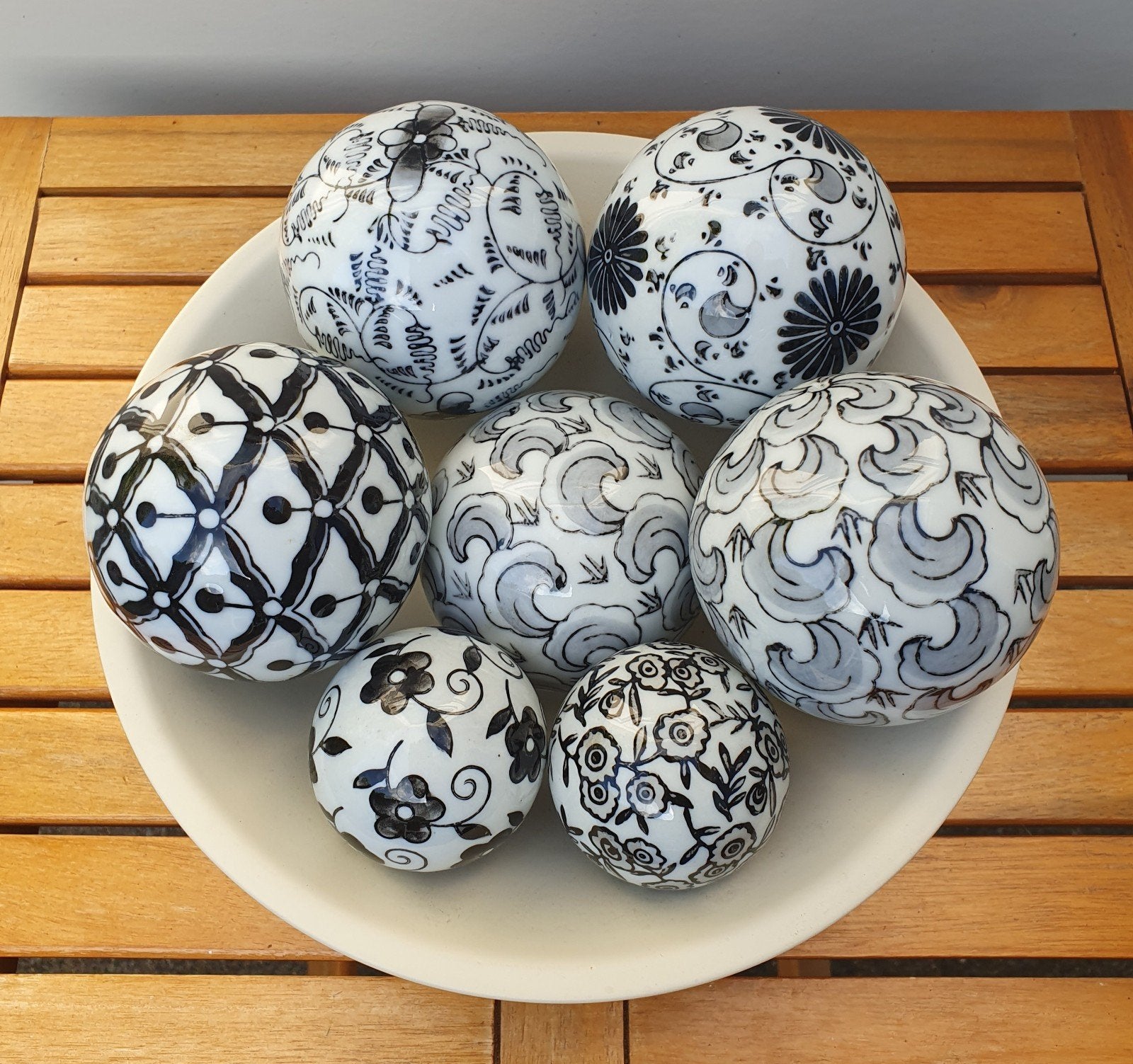 Vintage retro ballen bollen set keramiek, Verzenden, Zo goed als nieuw, Steen/keramiek