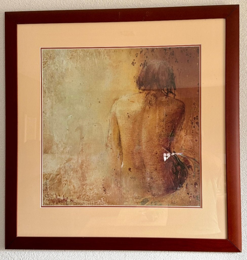 "Nude II" van Heleen Vriesendorp (90x90cm incl. lijst), Ophalen, Gebruikt, Schilderij, 75 tot 100 cm