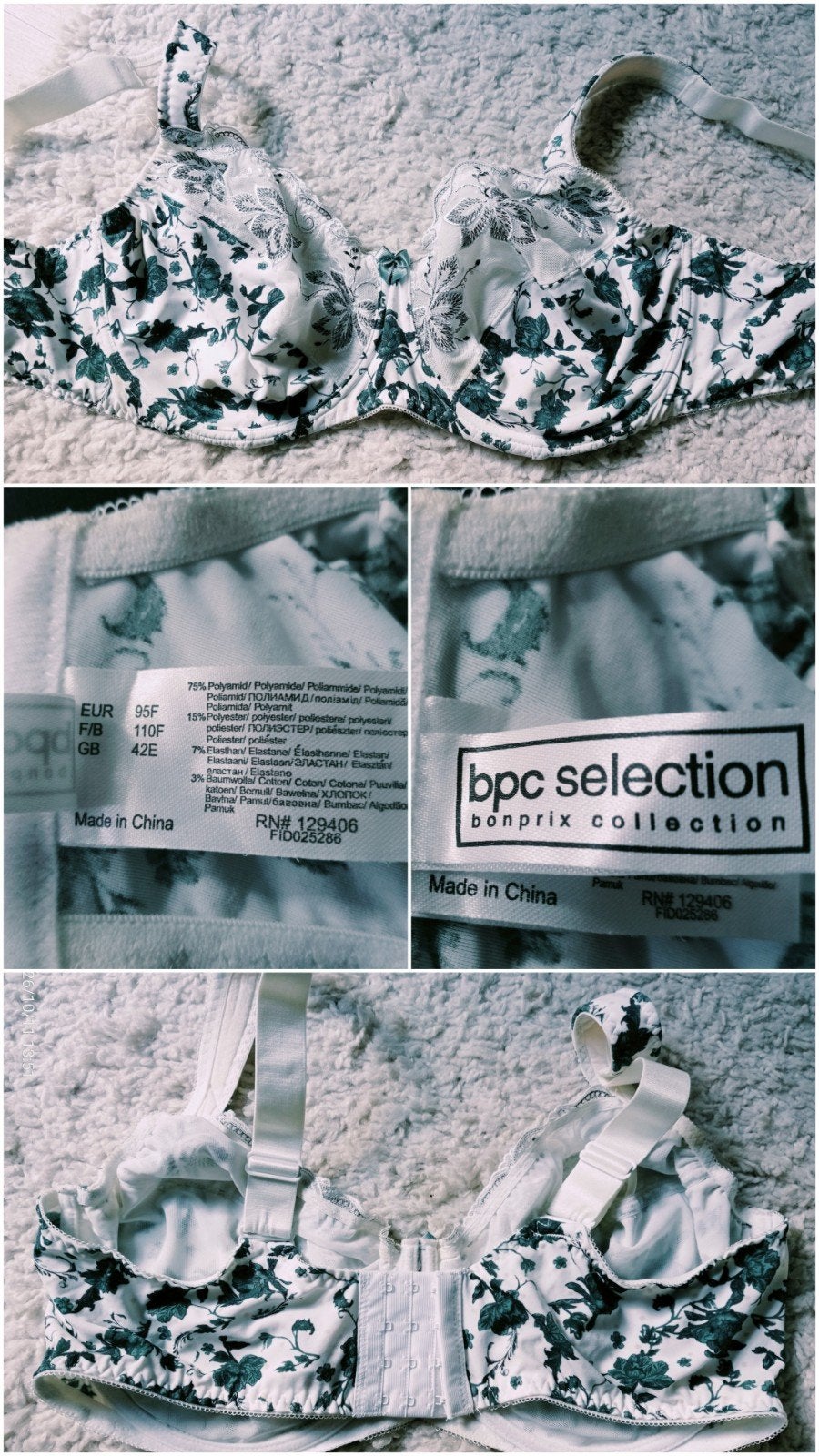 BPC Selection BH met bloemenprint - Maat 95F, Bonprix, Ophalen of Verzenden, Wit, BH