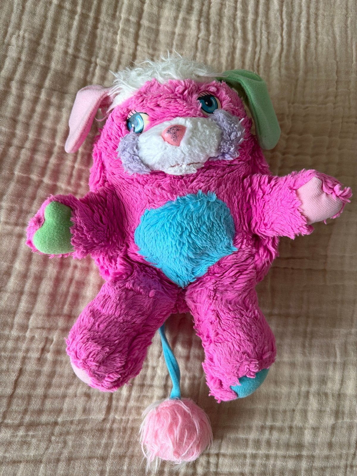 Vintage Popples knuffel roze met blauw buikje, Gebruikt, Overige merken, Overige karakters, Overige typen