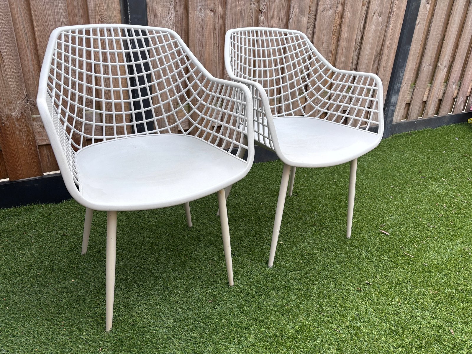 Kuipstoel Webbing licht beige/grijs, Ophalen, Kunststof, Gebruikt, Wit
