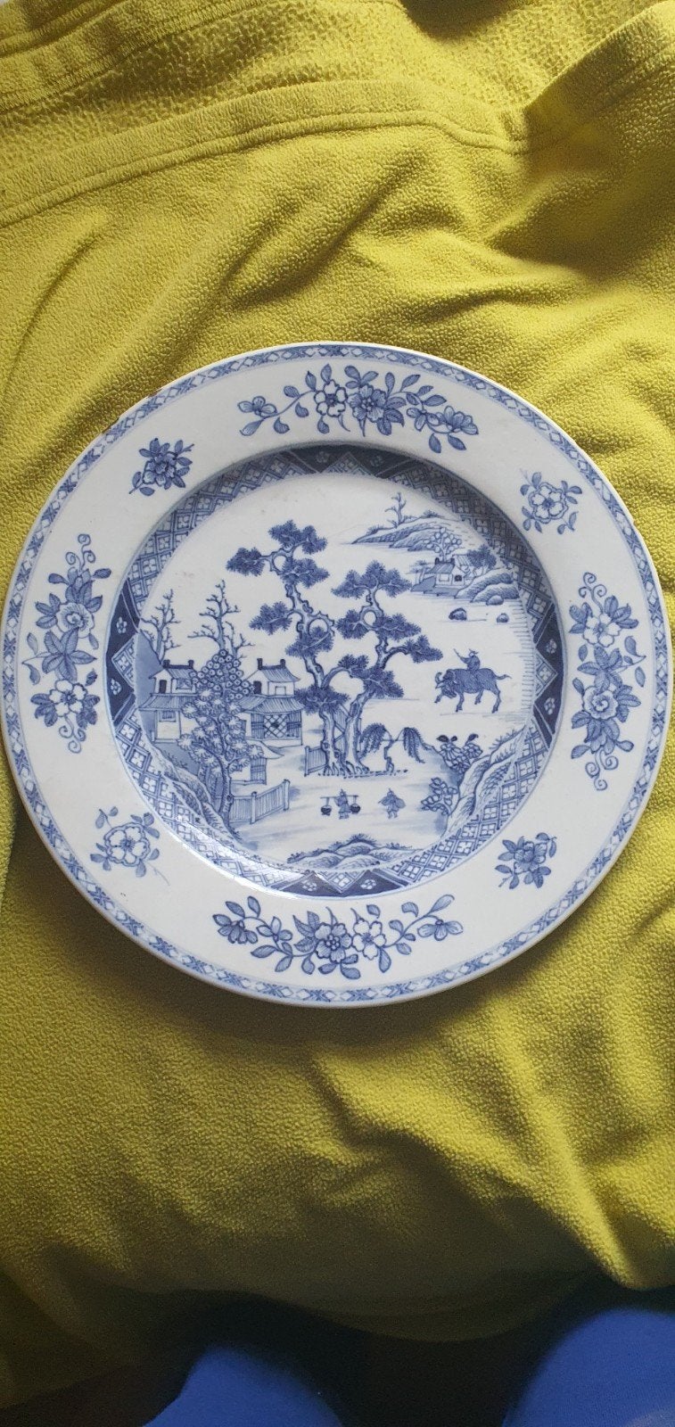 2 antieke Chinese blauw-witte porseleinen borden – tradi, Ophalen of Verzenden