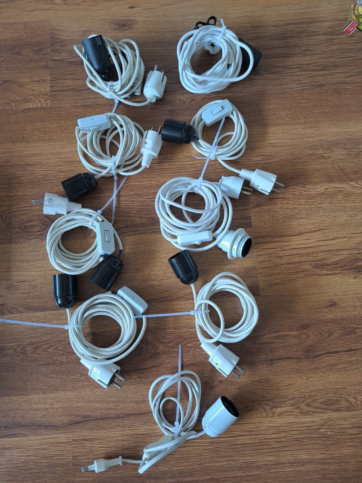 9 x lampfitting, verhuisfitting met snoer en schakelaar, Met schakelaar, Overige merken, Gebruikt, Kunststof