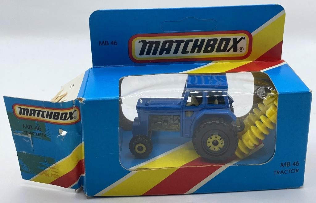 Matchbox 46F-6 Ford tractor met eg, Hobby en Vrije tijd, Ophalen of Verzenden, Zo goed als nieuw, Tractor of Landbouw