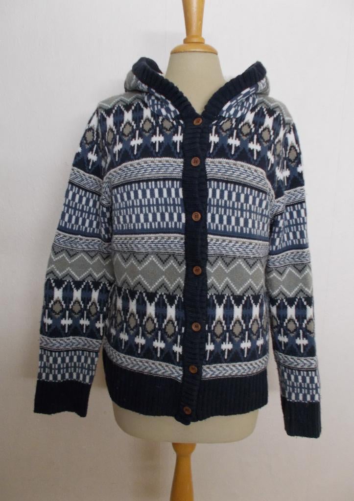 Noors look trui/vest met capuchon van de Sting! M, Kleding | Dames, Verzenden, Zo goed als nieuw, Maat 38/40 (M), Blauw