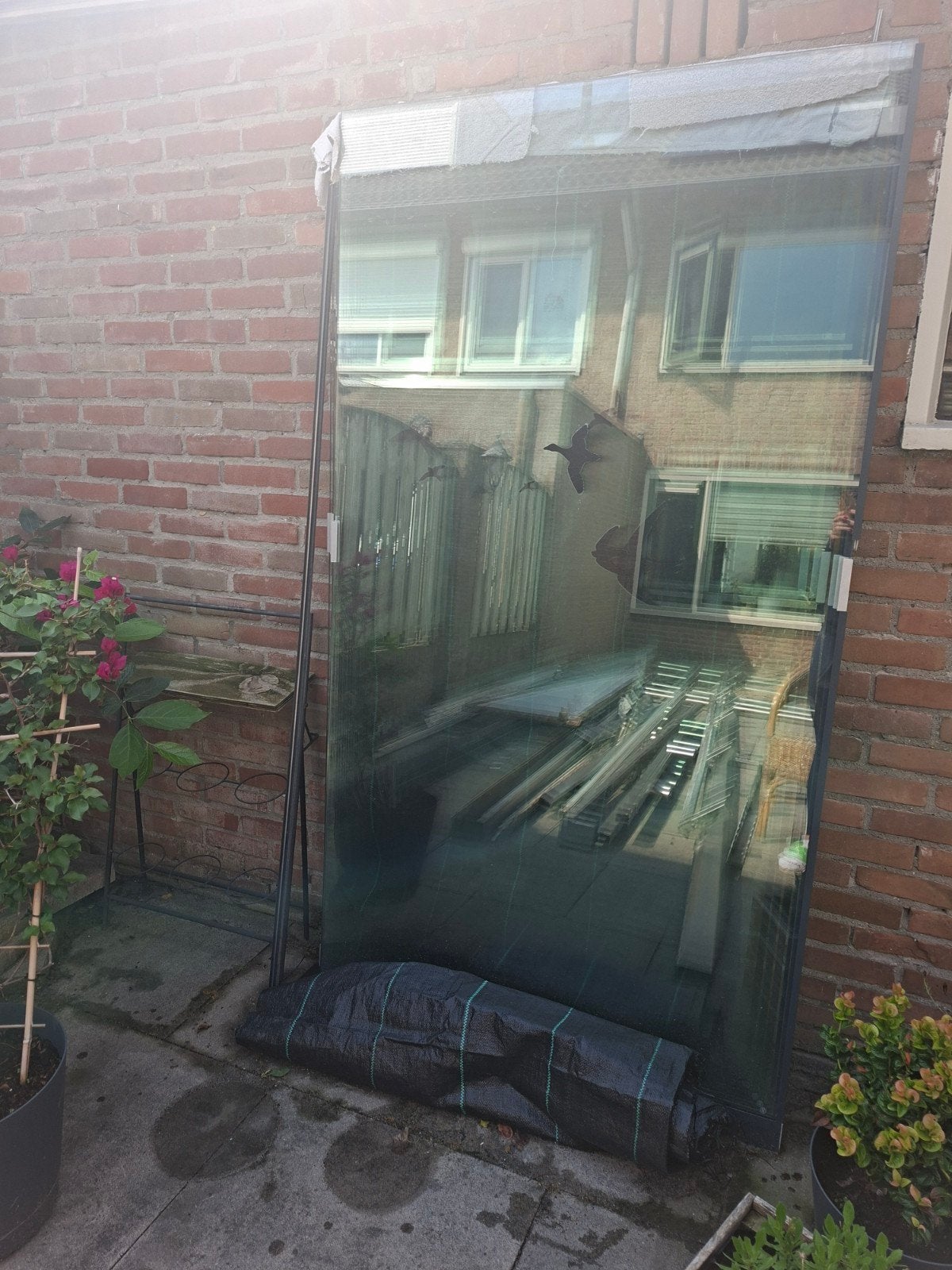 Glazen wanden voor serre/uitbouw (6x 103x194cm) met rail, Ophalen, Gebruikt, 80 tot 120 cm, 160 cm of meer