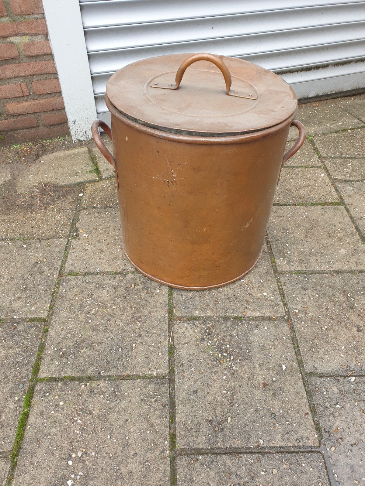 Prachtige oude rood koperen ton  bloempot  sier pot, Ophalen of Verzenden, Kunststof
