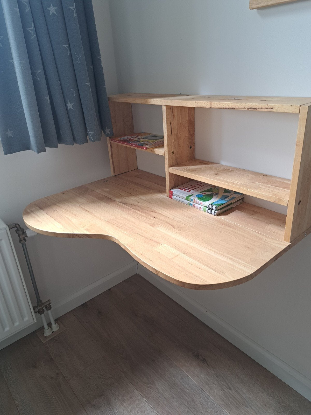 Houten wandbureau met opbergruimte, Hout, Bruin, Ophalen of Verzenden, Zo goed als nieuw