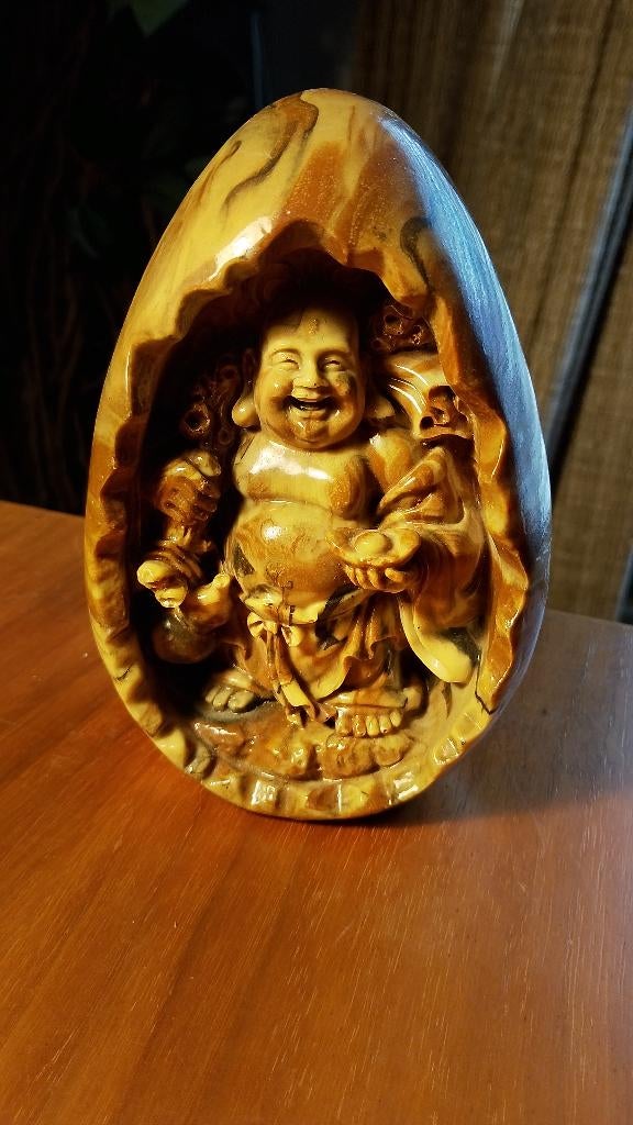 Chinese happy boeddha in gebroken ei, Ophalen of Verzenden