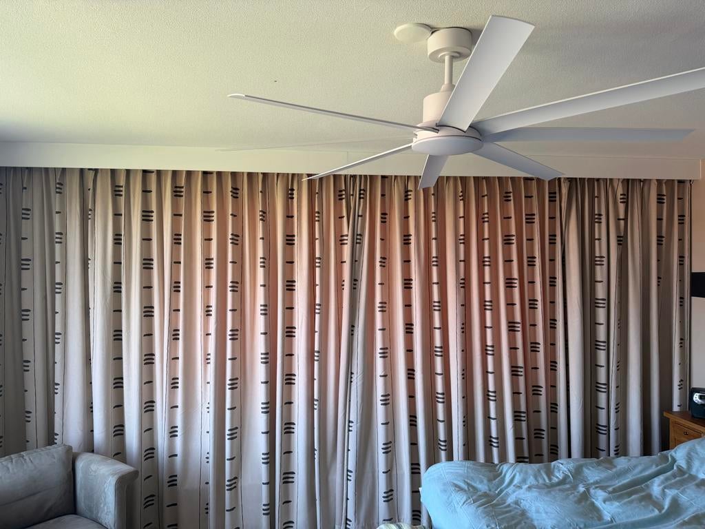 Set van 4 moderne gordijnen, beige met patroon, 2.60m hoog, Huis en Inrichting, Ophalen, Gebruikt, 200 cm of meer, Beige