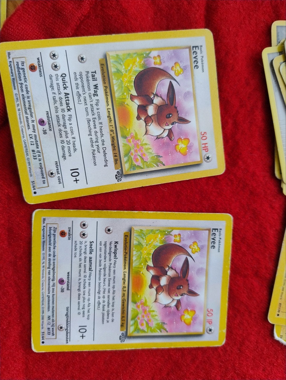 Pokémon Eevee Kaart (Engels en Nederlands), Ophalen of Verzenden, Gebruikt, Meerdere kaarten