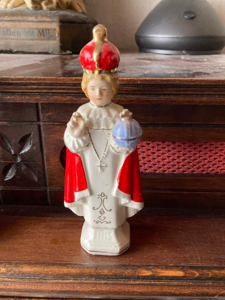 Antiek Beeldje Kindje Jezus van Praag - Porselein, Ophalen, Gebruikt, Beeld(je), Christendom | Katholiek